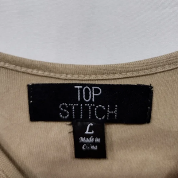 Top Stitch Sleep Dress Women's L Tan Jersey Knit Soft Comfy Lace Crochet Travel - Picture 5 of 6